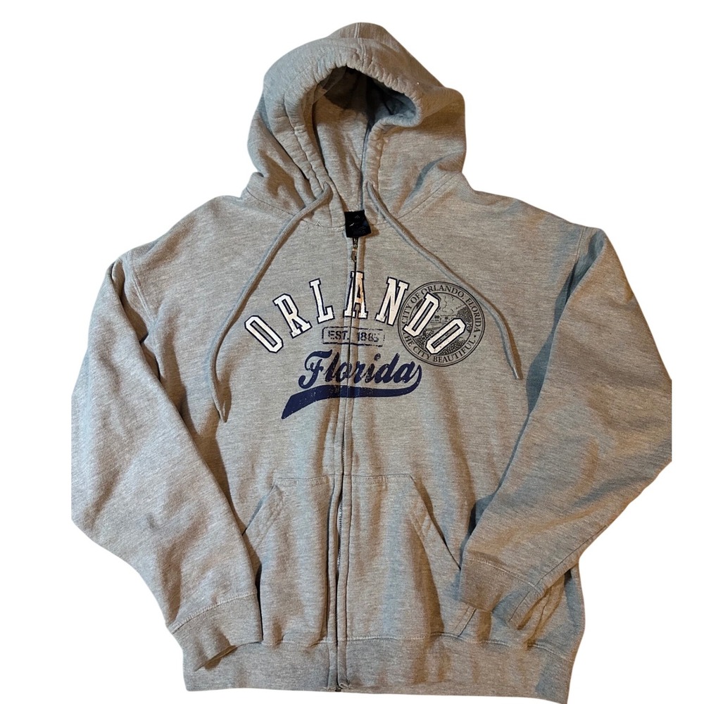 Sportswear Orlando‎ Florida Zip Up Hoodie Kids Size L Gray Excellent Graphic